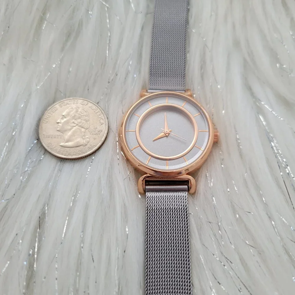 Two-Tone Mesh Metal Watch